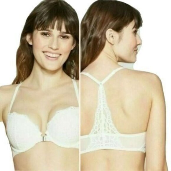Auden Women’s Bra 32C White Radiant Plunge Push Up Underwire NEW - Picture 5 of 10